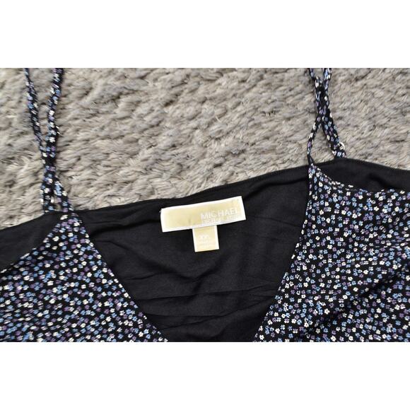 Michael Kors Black Floral V Neck Shift Dress 2XL Knee Length Sleeveless - Picture 5 of 7